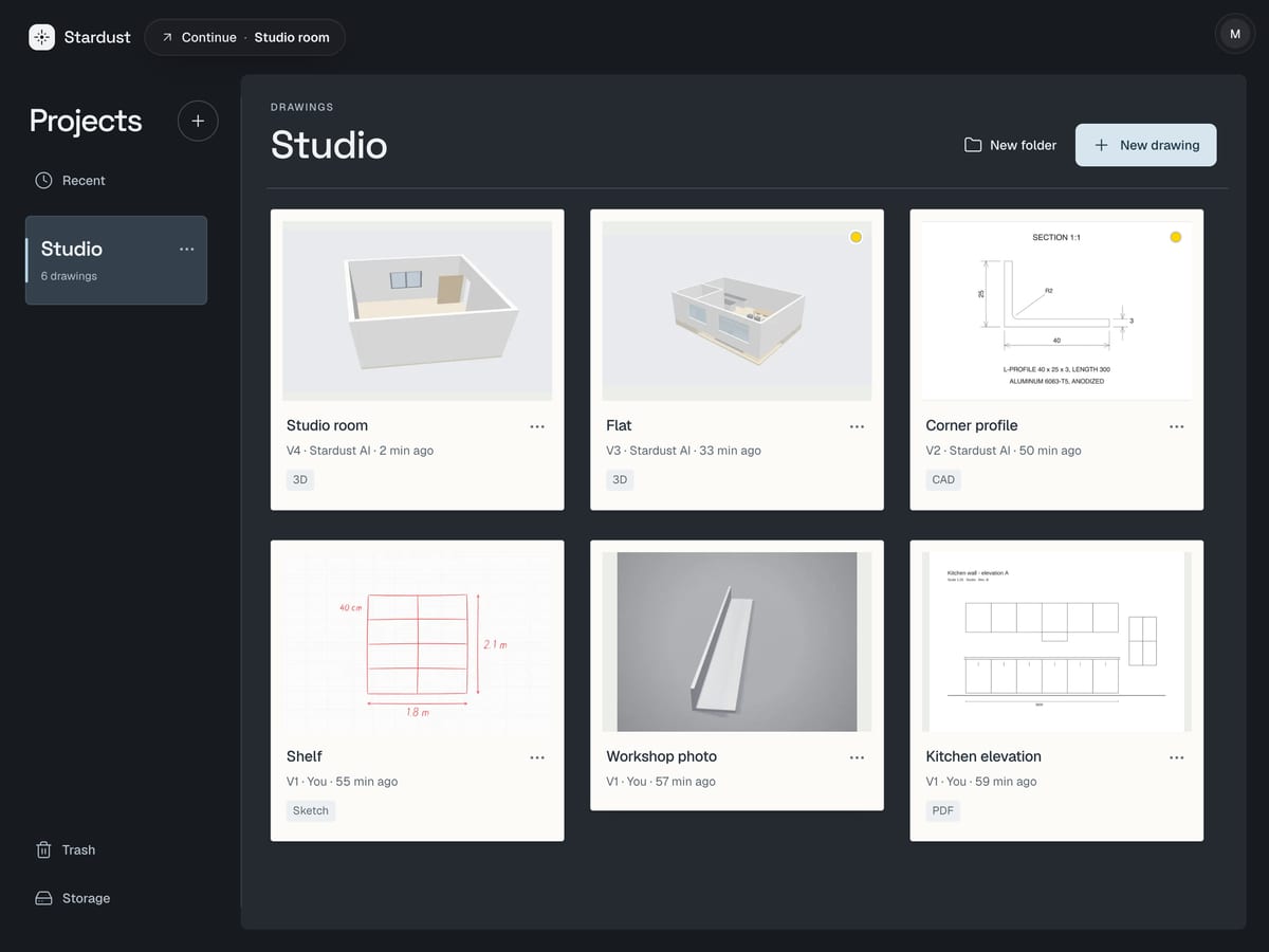 The project’s Files: sketches, photos, CAD drawings and 3D models together