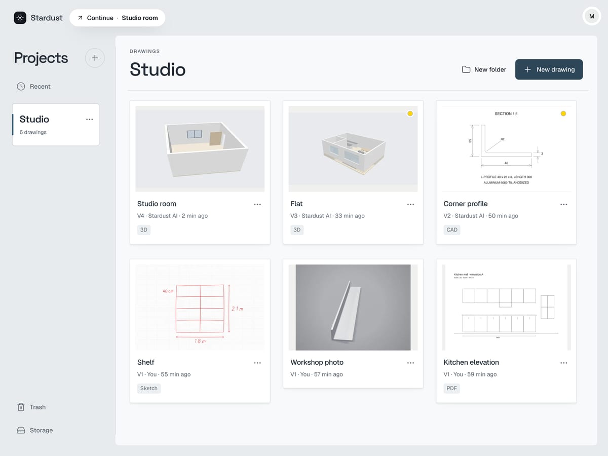 The project’s Files: sketches, photos, CAD drawings and 3D models together