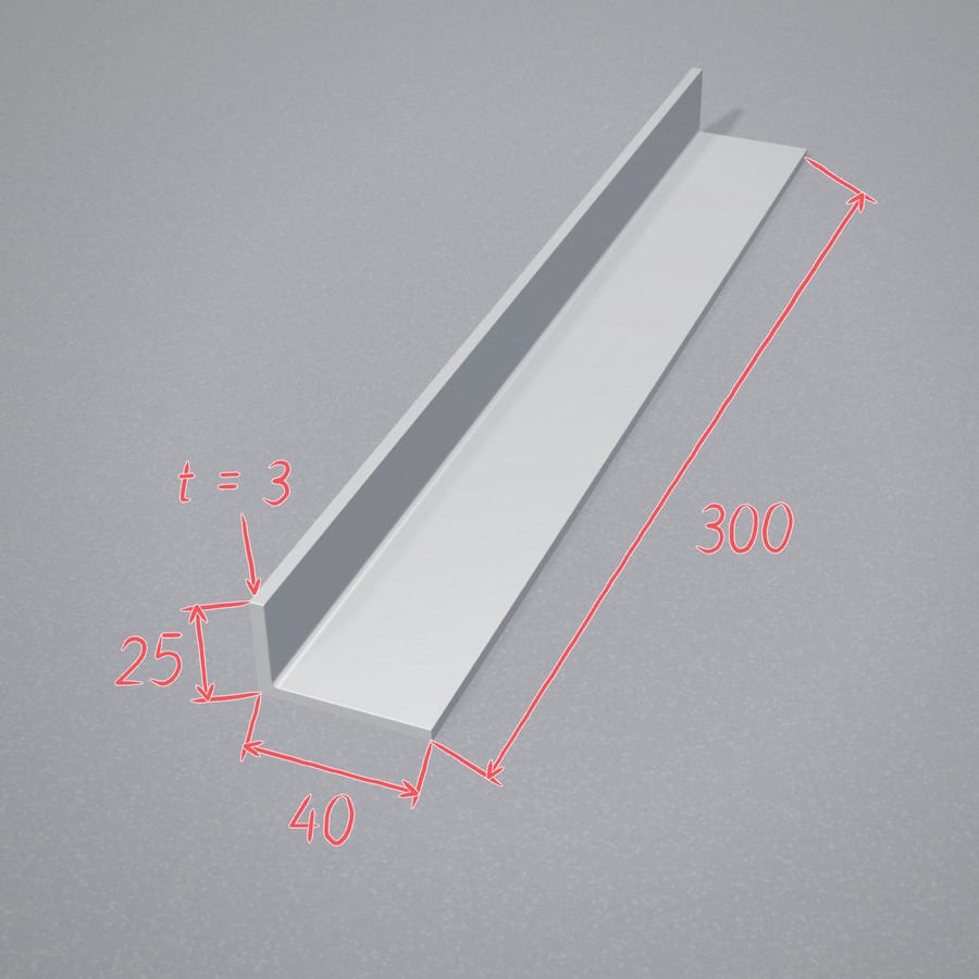 A photo of a part with its dimensions written over it in red